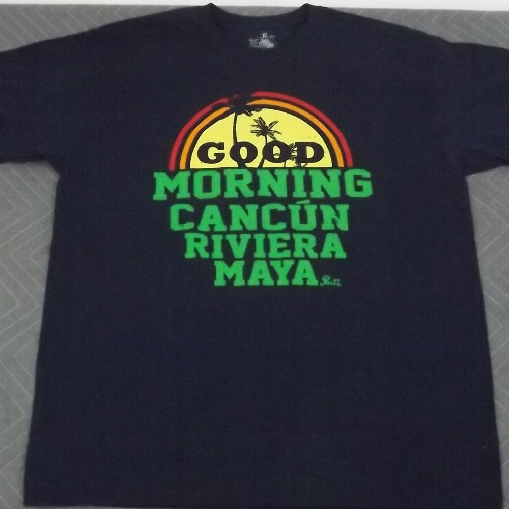 PIER 27 Good Morning Riviera Maya Mexico Short Sleeve T-Shirt, BLUE Size XL